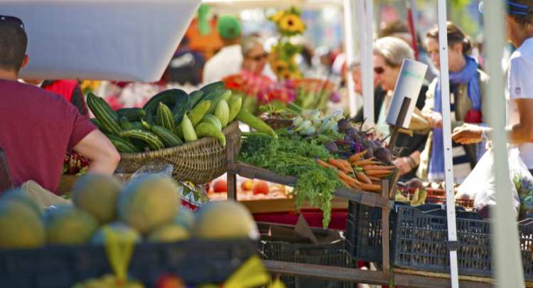 Étals d'un marché de l'Hérault